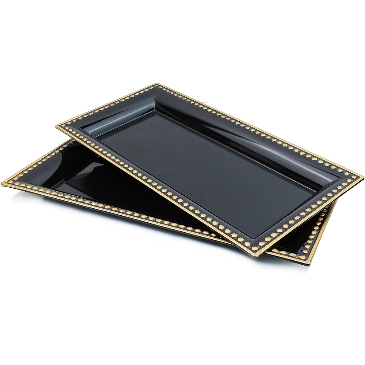 Blue Bathroom Vanity Tray for Countertop, Small Plastic Toilet Tank Versatile Storage & Organization Tray for Makeup, Perfume, Desk, Kitchen, Candles, 13.7"x6"x1.4", 35HB