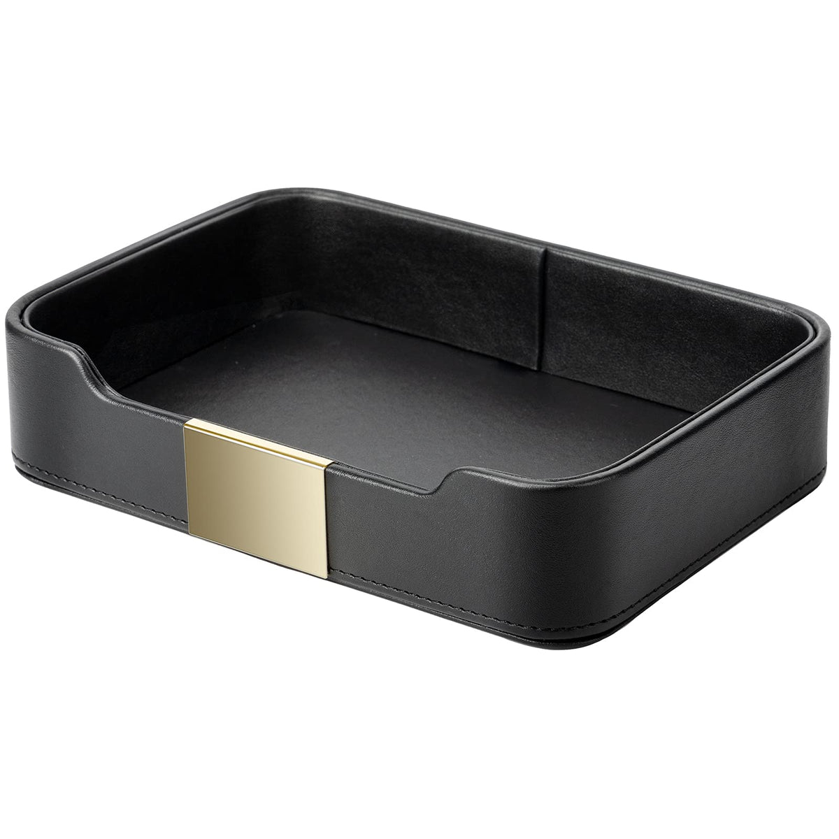 SANZIE Luxury Leather Tray Organizer, Valet Tray Key Bowl (Khaki Green)