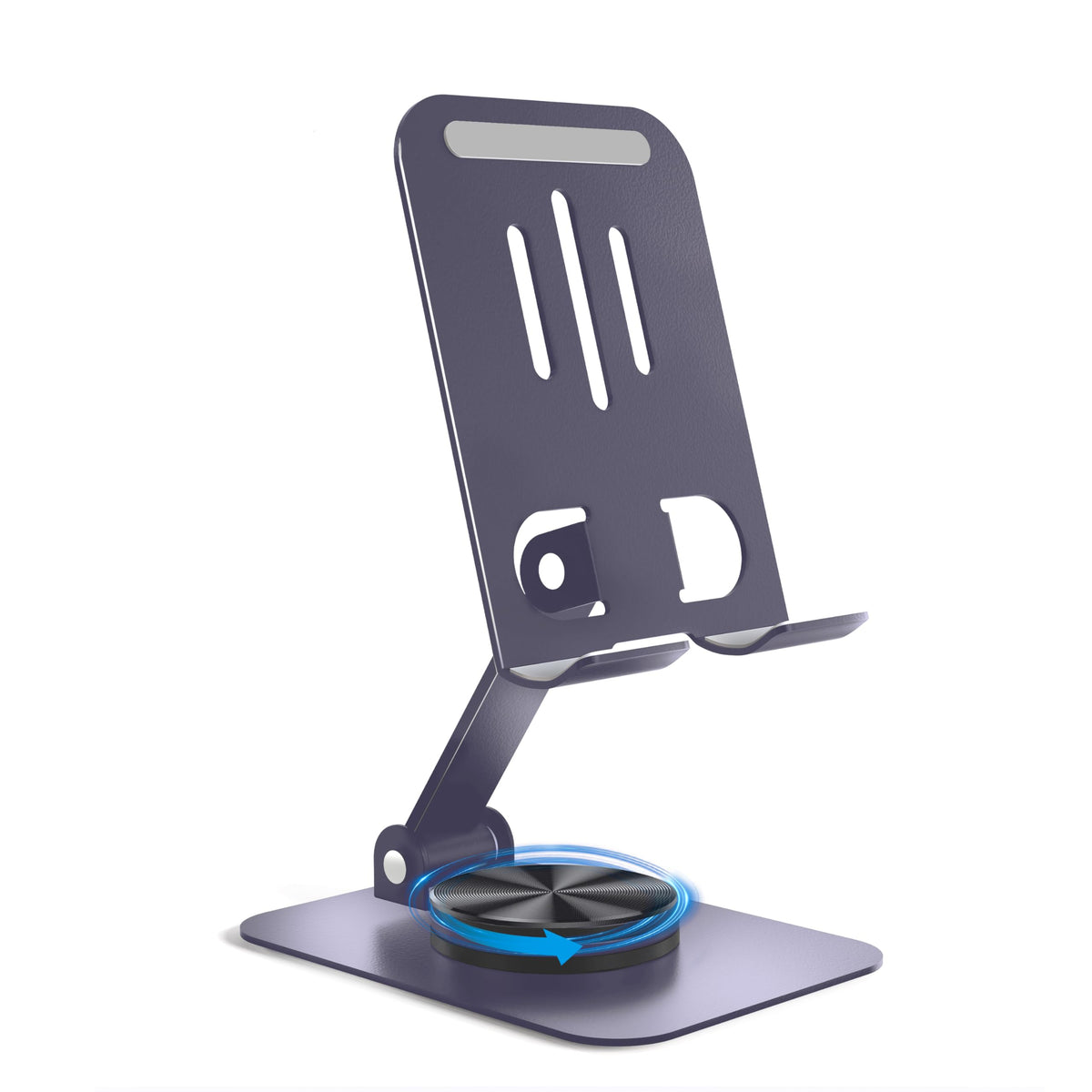 Metal Cell Phone Stand for Desk, Multi-Angel Adjustable 360° Rotation Non-Slip and Foldable Mobile Phone Stand, Compatible with iPhone 18/17 Series and All Smartphones, Black