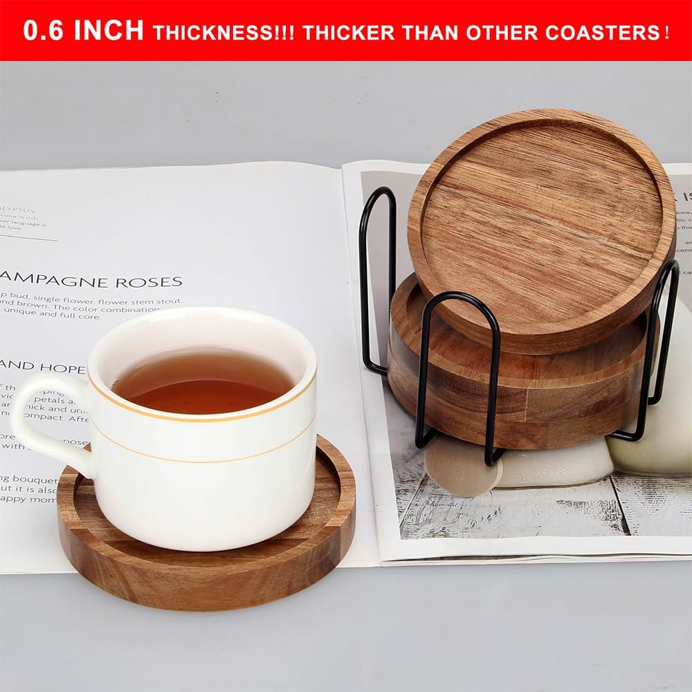 Wood Coasters Set of 4 Farmhouse Outdoor Coster for Drink Patio Table Decor