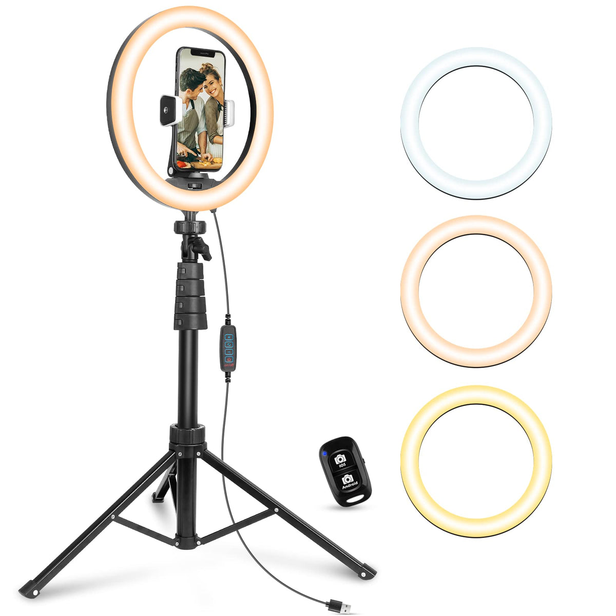 UBeesize 12" LED Ring Light with 62" Tripod Stand, Phone Holder & Remote