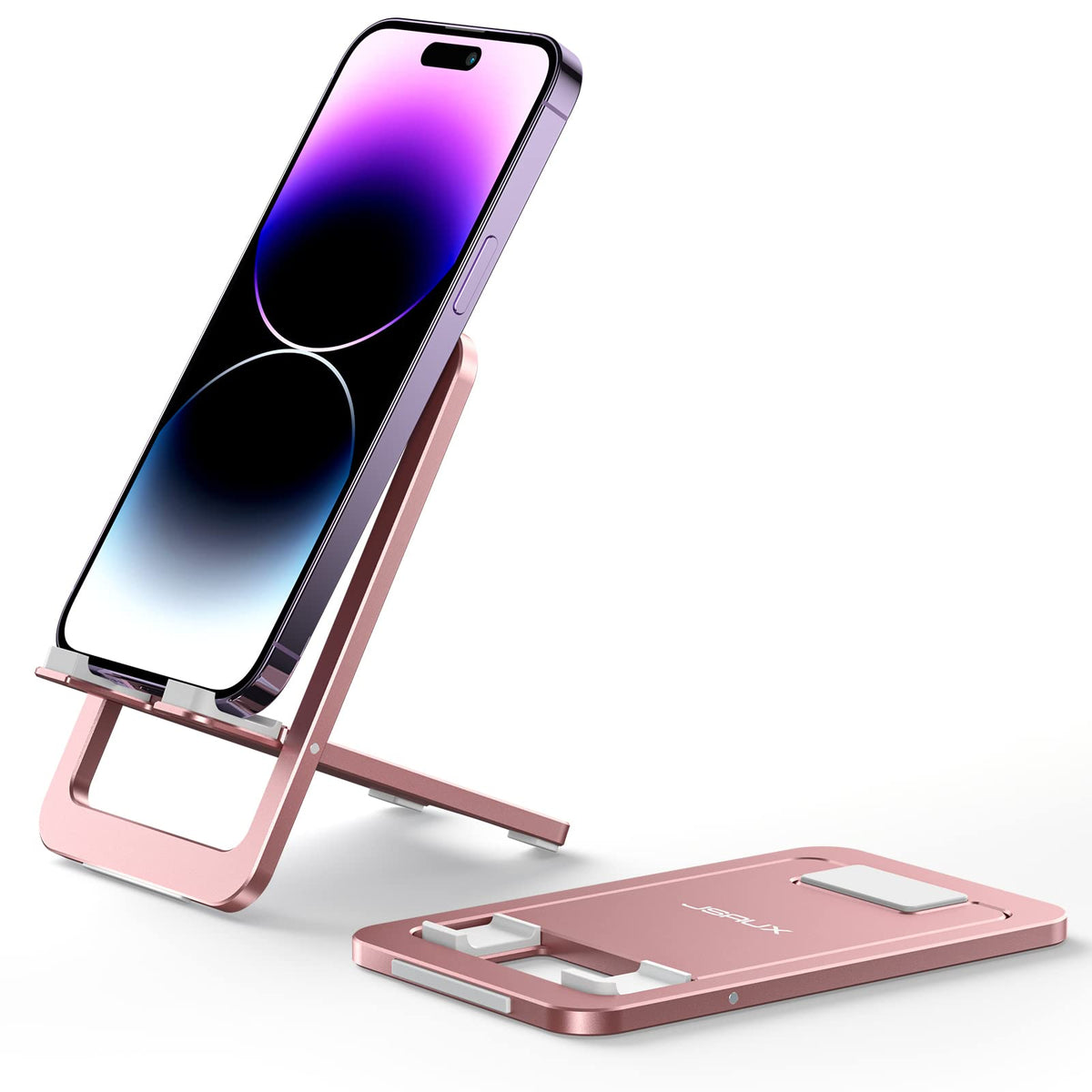 JSAUX Fold-Flat Cell Phone Stand, Adjustable Desk Holder-Gray
