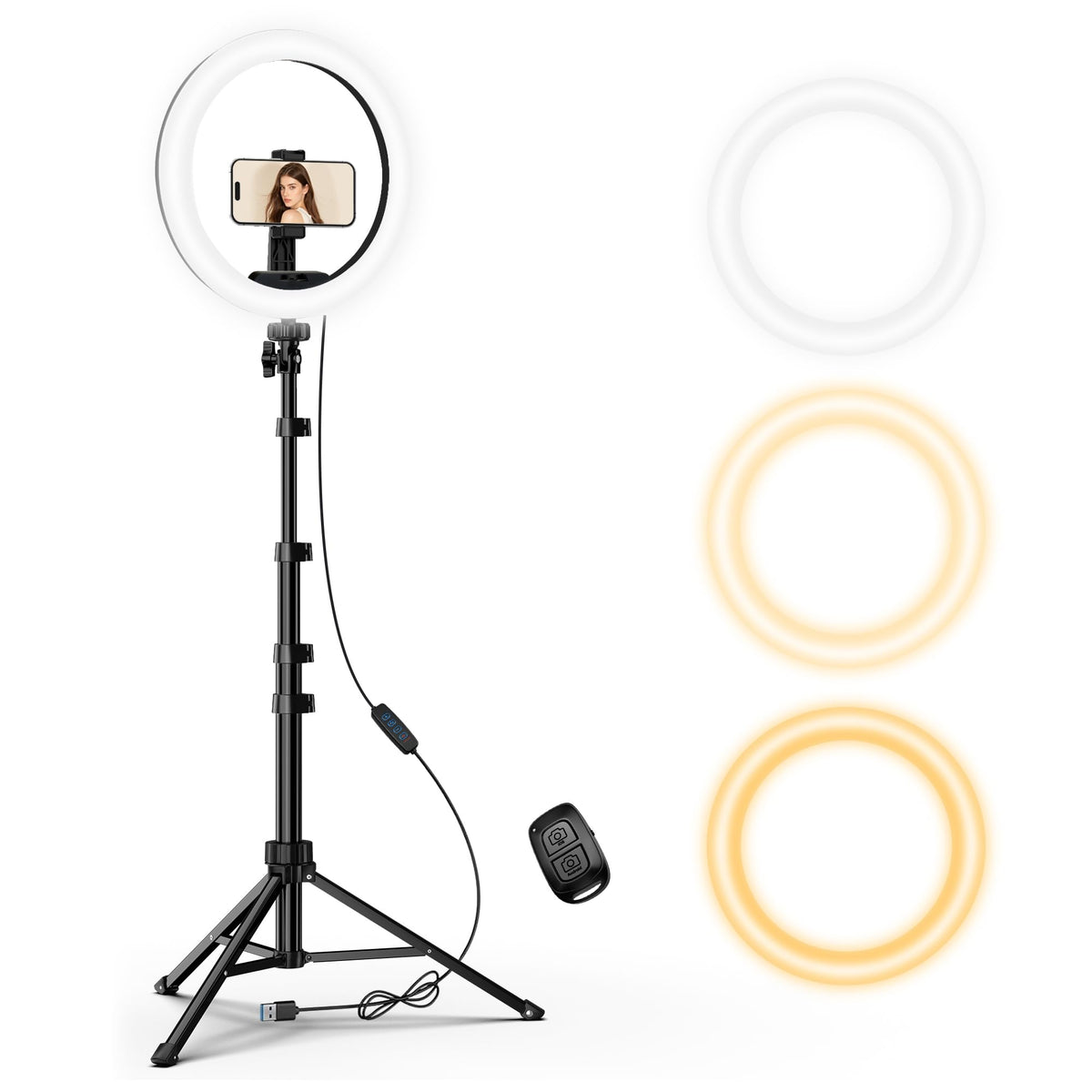 UBeesize 12" LED Ring Light with 62" Tripod Stand, Phone Holder & Remote