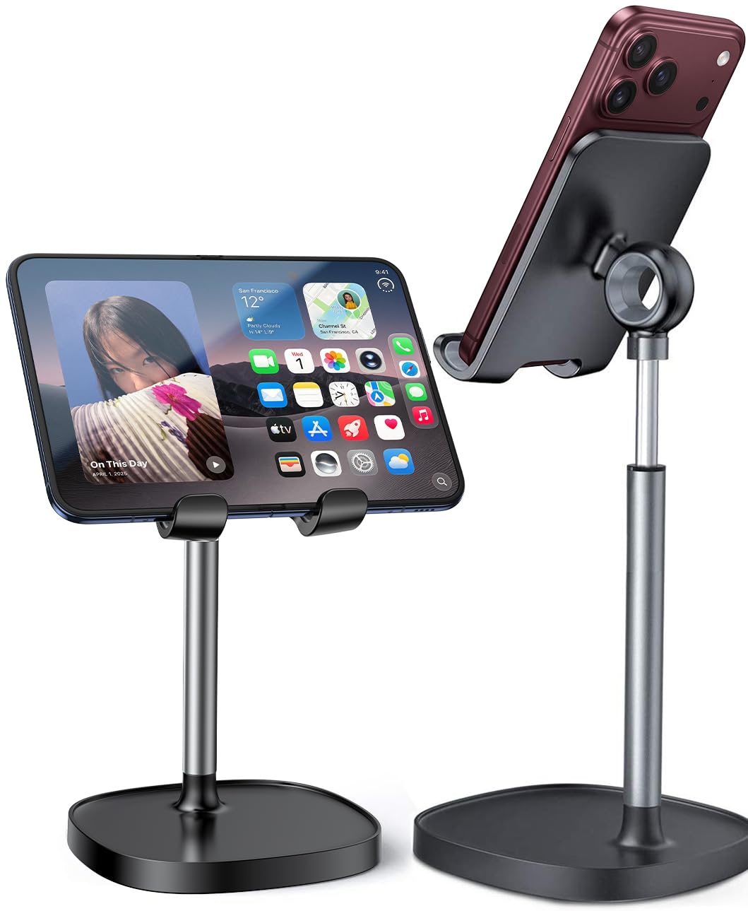 LISEN Cell Phone Stand iPhone Holder for Desk, Pink Gifts for Women Girls