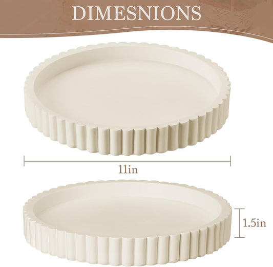 Decorative Tray for Coffee Table Decor - Resin Round Tray Stylish Coffee Table Centerpiece for Living Room Decor, Minimalist Vanity Organizer for Candles, Perfume, Bathroom & Home Styling