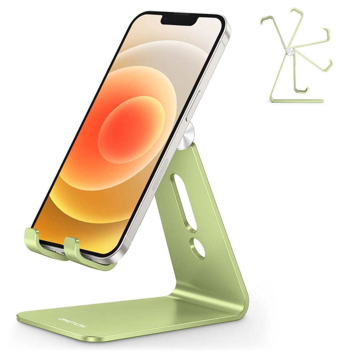 OMOTON C2 Adjustable Aluminum Cell Phone Stand with Charging Cutout, Black