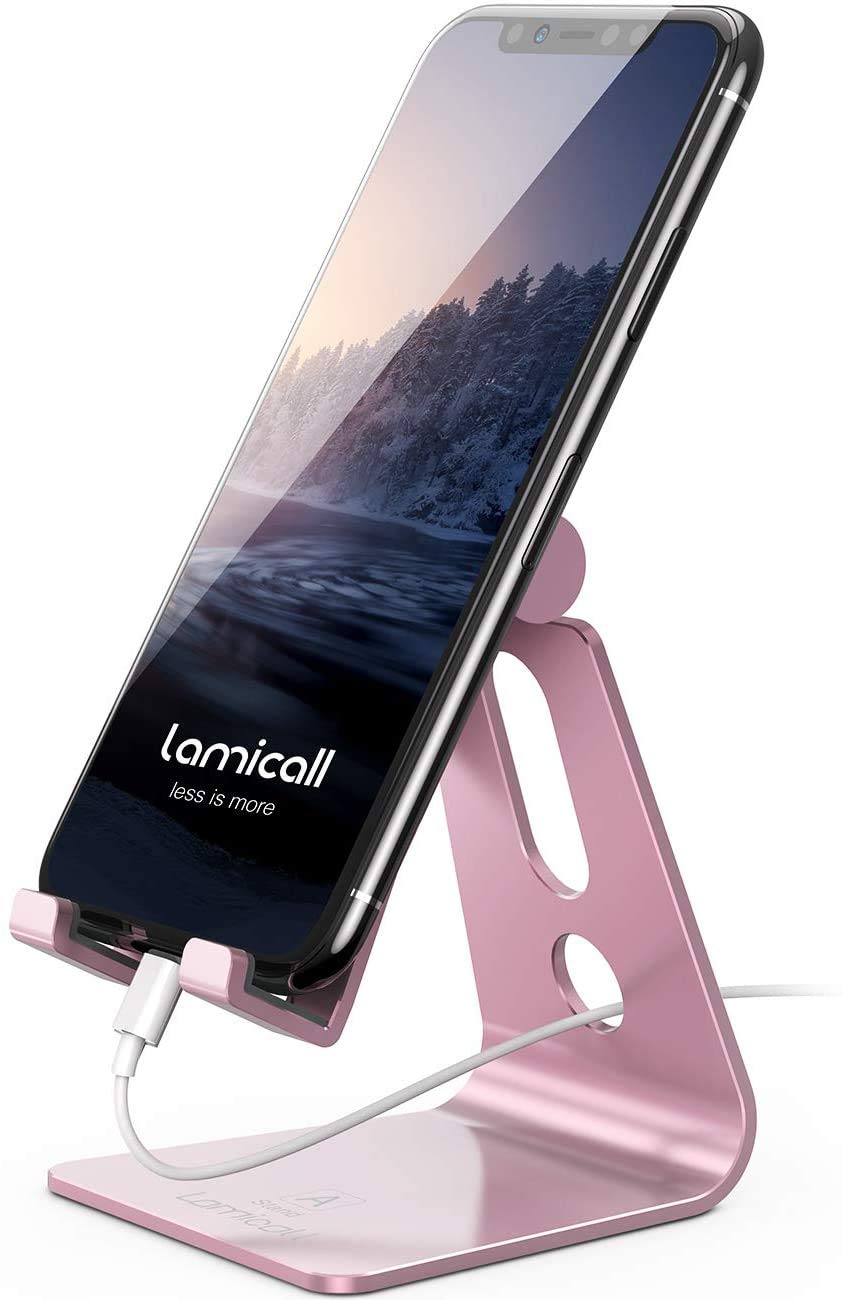 Lamicall Aluminum Cell Phone Stand, Adjustable Desk Phone Holder for iPhone