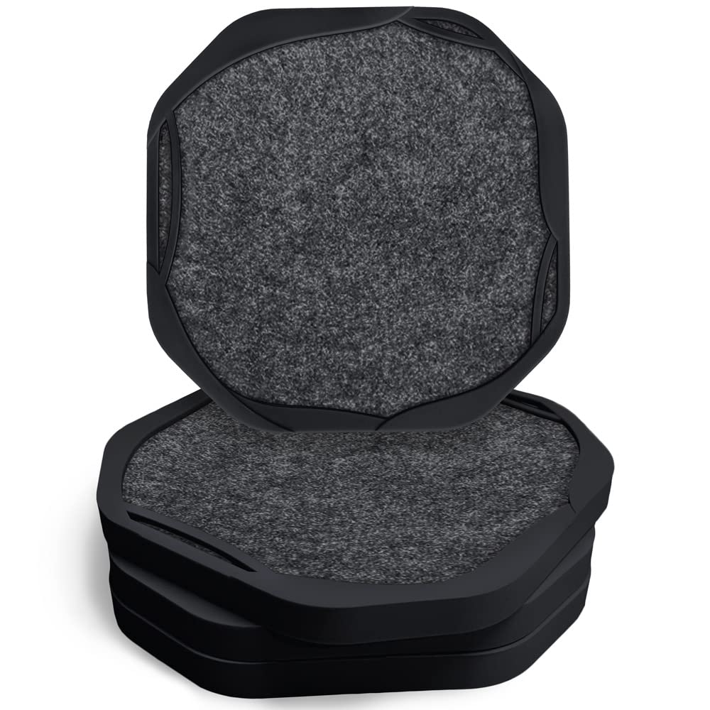 UMIRRO Absorbent Felt & Silicone Drink Cup Coasters Set of 6 with Holder