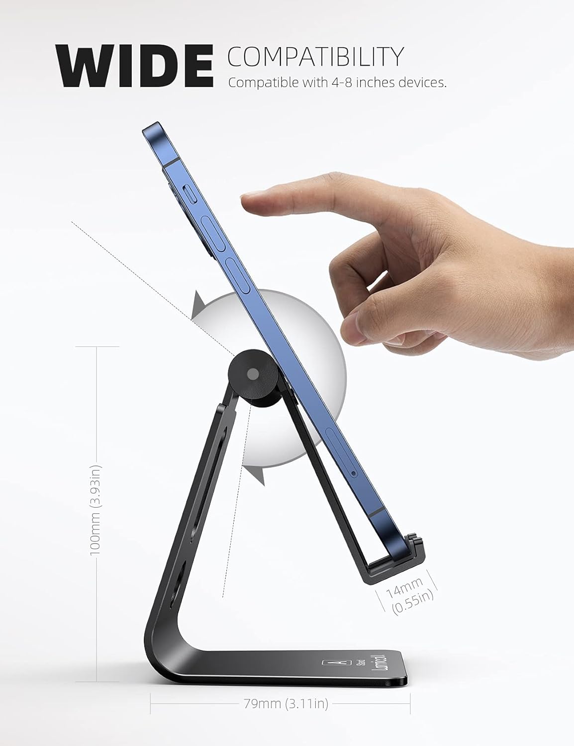 Lamicall Aluminum Cell Phone Stand, Adjustable Desk Phone Holder for iPhone