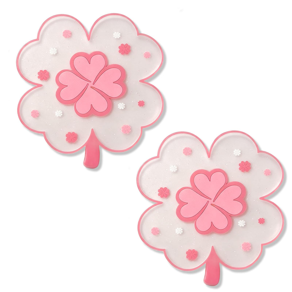 Sakura Coffee Cup Mat Kawaii Coaster 2PCS Cute Cherry Blossom PVC Home Tea Mug Pink Flower Pattern Anti-Skid Pot Bowl Pad Placemat for Desk Drink Table Decor Kawaii Accessories (Small)