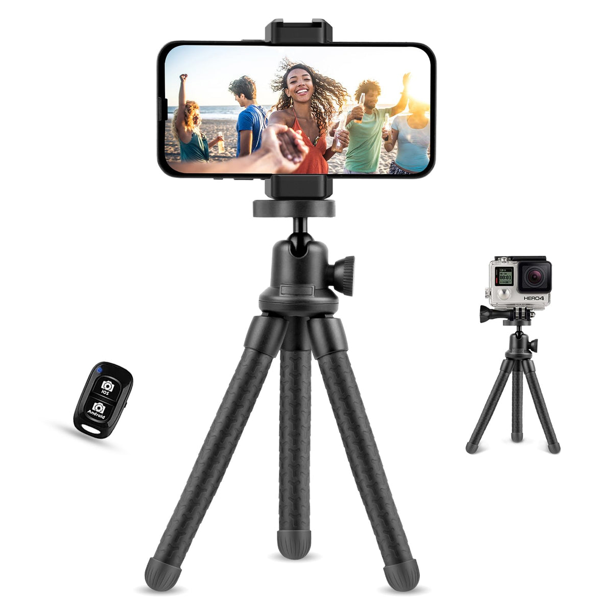 Ubeesize Phone Tripod, Portable and Flexible Tripods with Wireless Remote and Clip, Cell Phone Tripode Stand for Video Recording