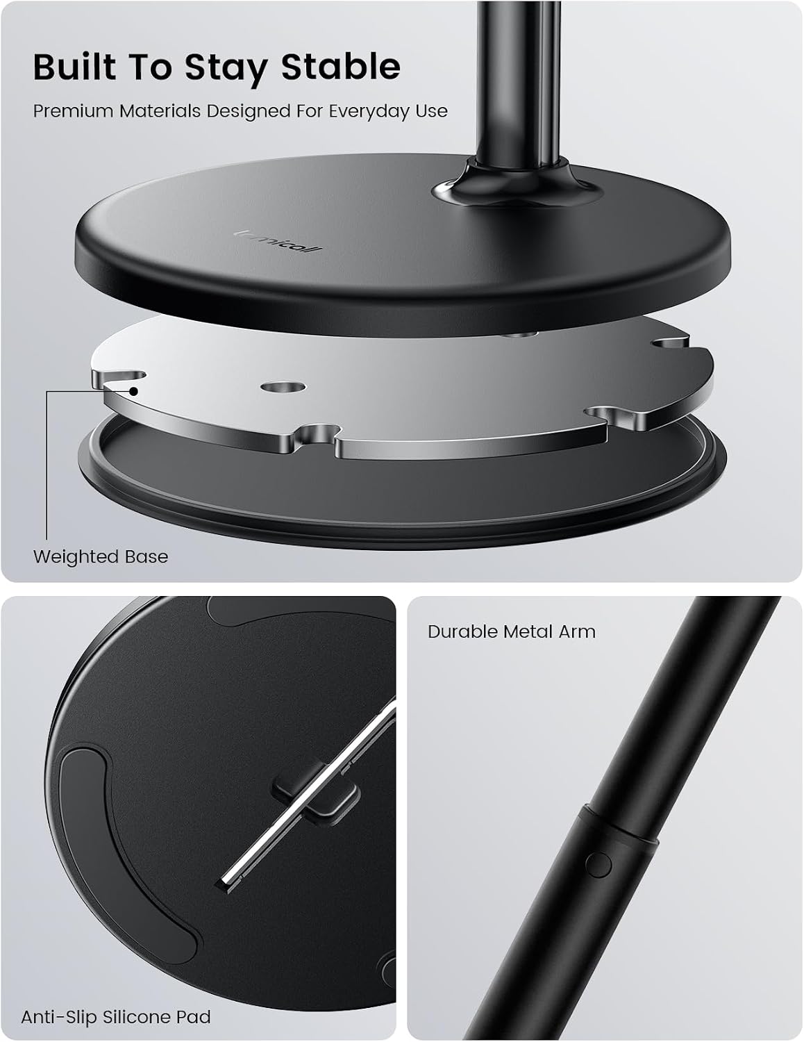 Lamicall Magnetic Phone Stand for Desk, Height Adjustable Holder for iPhone