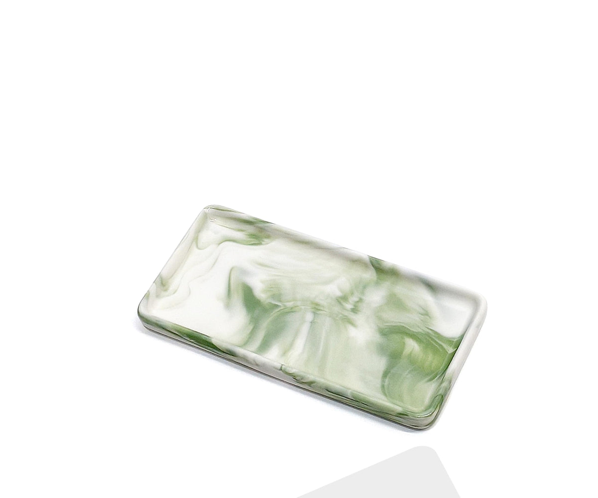 6.4" Porcelain Small Bathroom Narrow Mini Tray - Green