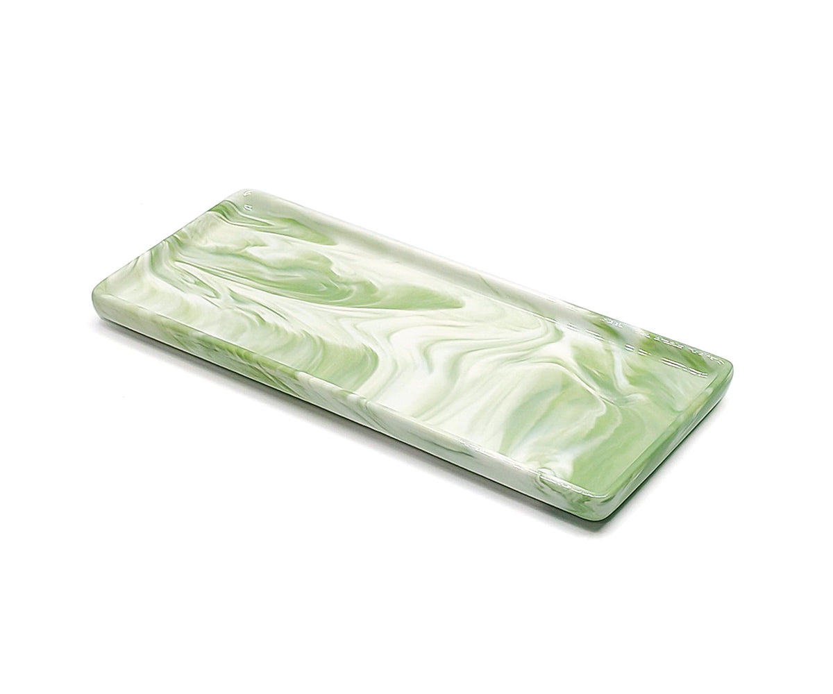 6.4" Porcelain Small Bathroom Narrow Mini Tray - Green