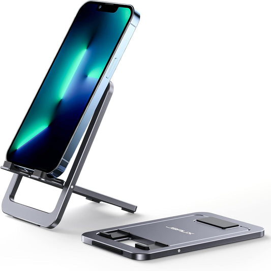 JSAUX Fold-Flat Cell Phone Stand, Adjustable Desk Holder-Gray