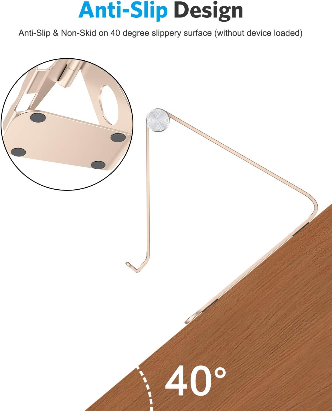 OMOTON T1 Adjustable Tablet Stand for Desk, Aluminum Holder for iPad Gold