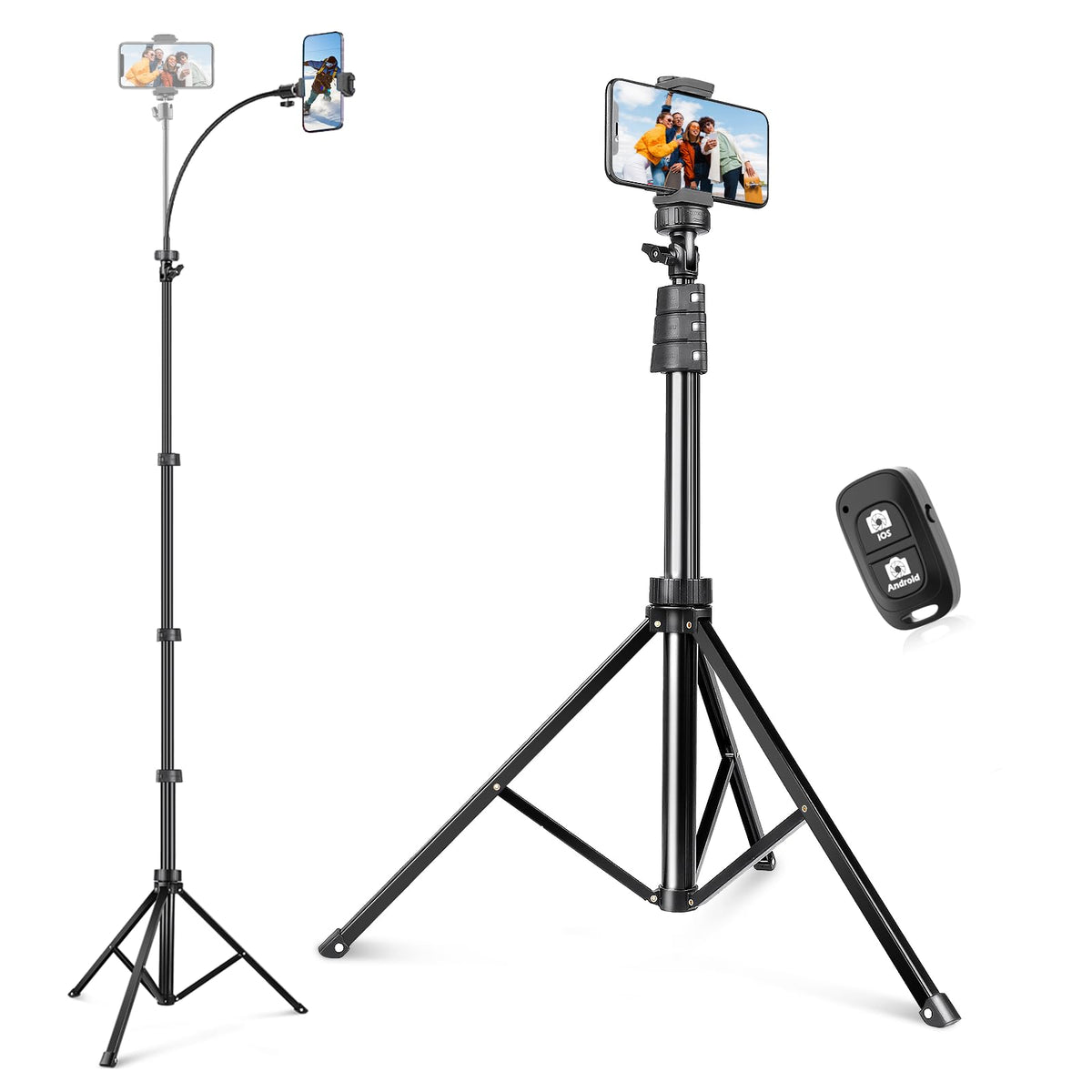 SENSYNE 62" Phone Tripod, Extendable Selfie Stick with Wireless Remote
