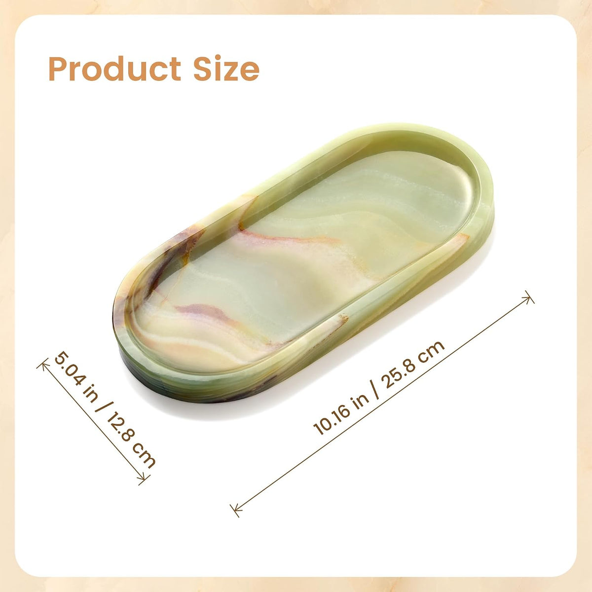 Natural Marble Decorative Tray, 9.8”x4.4”, Green