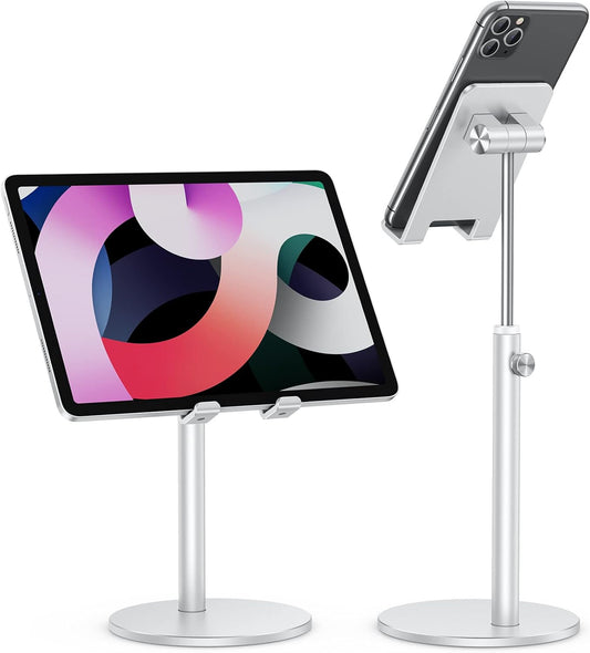 OMOTON CA04 Aluminum Tablet Phone Stand, Adjustable Desk Stand Silver