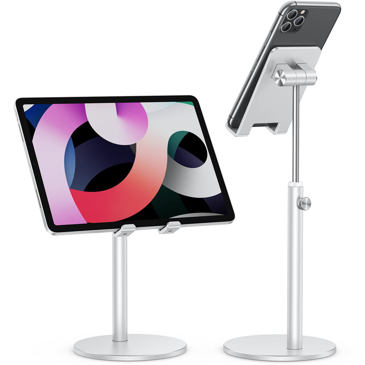 OMOTON CA04 Aluminum Tablet Phone Stand, Adjustable Desk Stand Silver
