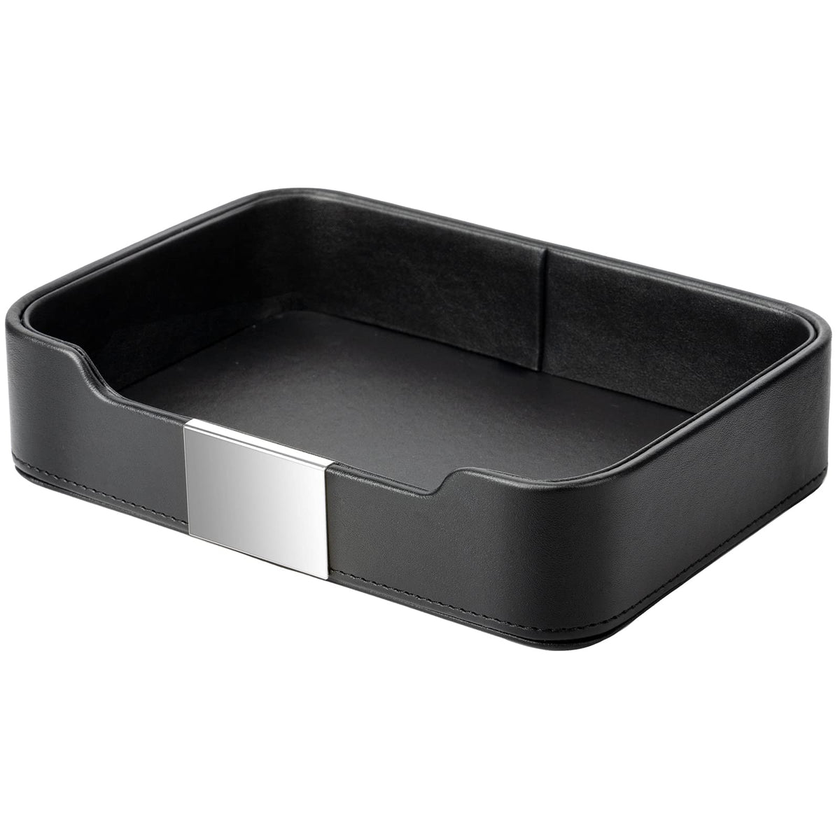 SANZIE Luxury Leather Tray Organizer, Valet Tray Key Bowl (Khaki Green)