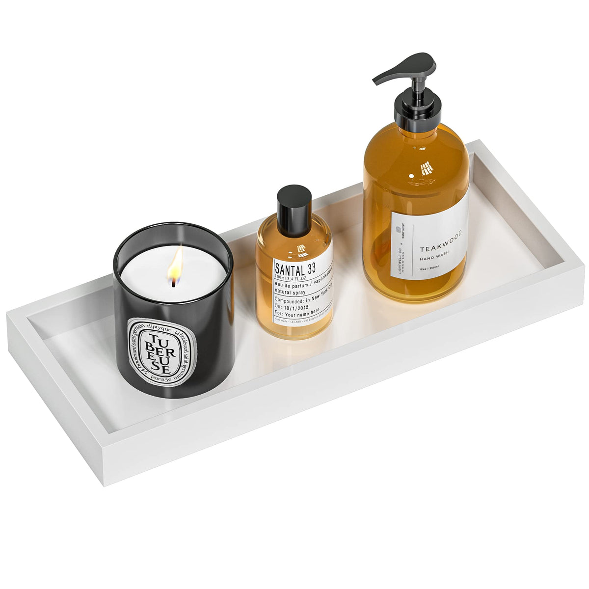 ZHWS Small Bathroom Vanity Tray for Countertop Makeup Perfume Decor Candle Jewelry, Small Kitchen Tray for Soap Dispenser Spice Sponge Holder Black Toilet Tray 7.9”L x 4.4”W x 1.14”H
