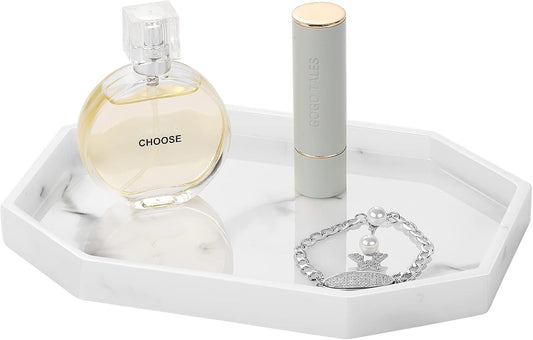 Shinowa 8" Small Octagon Bathroom Vanity Decorative Tray Resin Jewelry Dish
