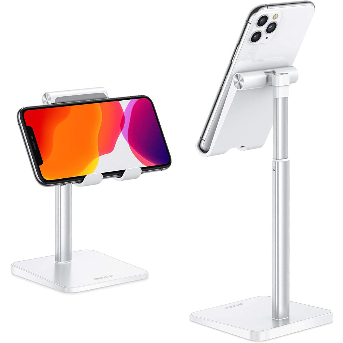 OMOTON CA02 Cell Phone Stand with Charging Hole for Desk Lightweight Silver