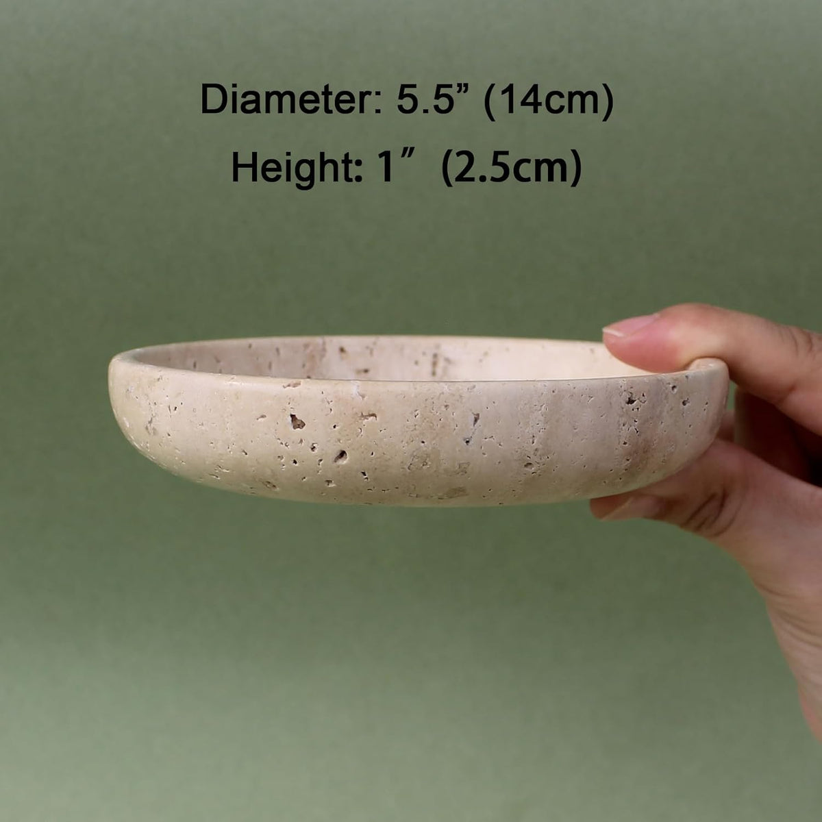 Nawgnail Natural Travertine Marble Jewelry Dish 5.5", Trinket Dish for Ring Earring, Gift for Woman Daugther(Beige Travertine)
