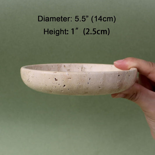 Nawgnail Natural Travertine Marble Jewelry Dish 5.5", Trinket Dish for Ring Earring, Gift for Woman Daugther(Beige Travertine)