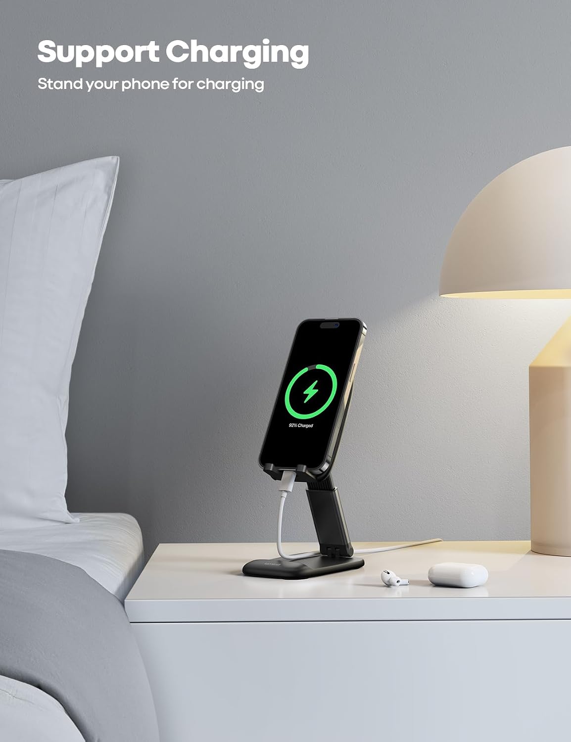 Lamicall Cell Phone Stand for Desk, Height Angle Adjustable Phone Holder