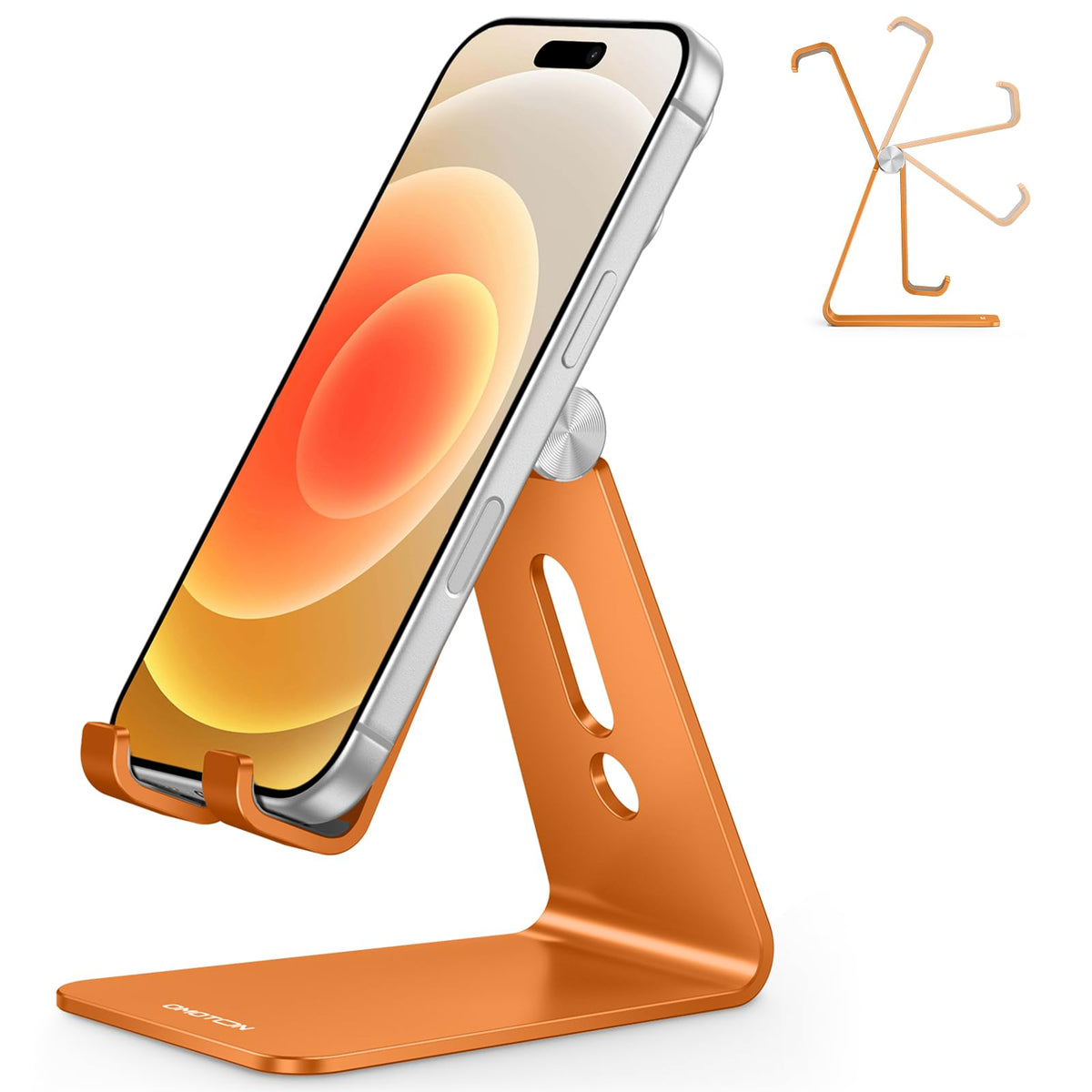OMOTON C2 Adjustable Aluminum Cell Phone Stand with Charging Cutout, Silver
