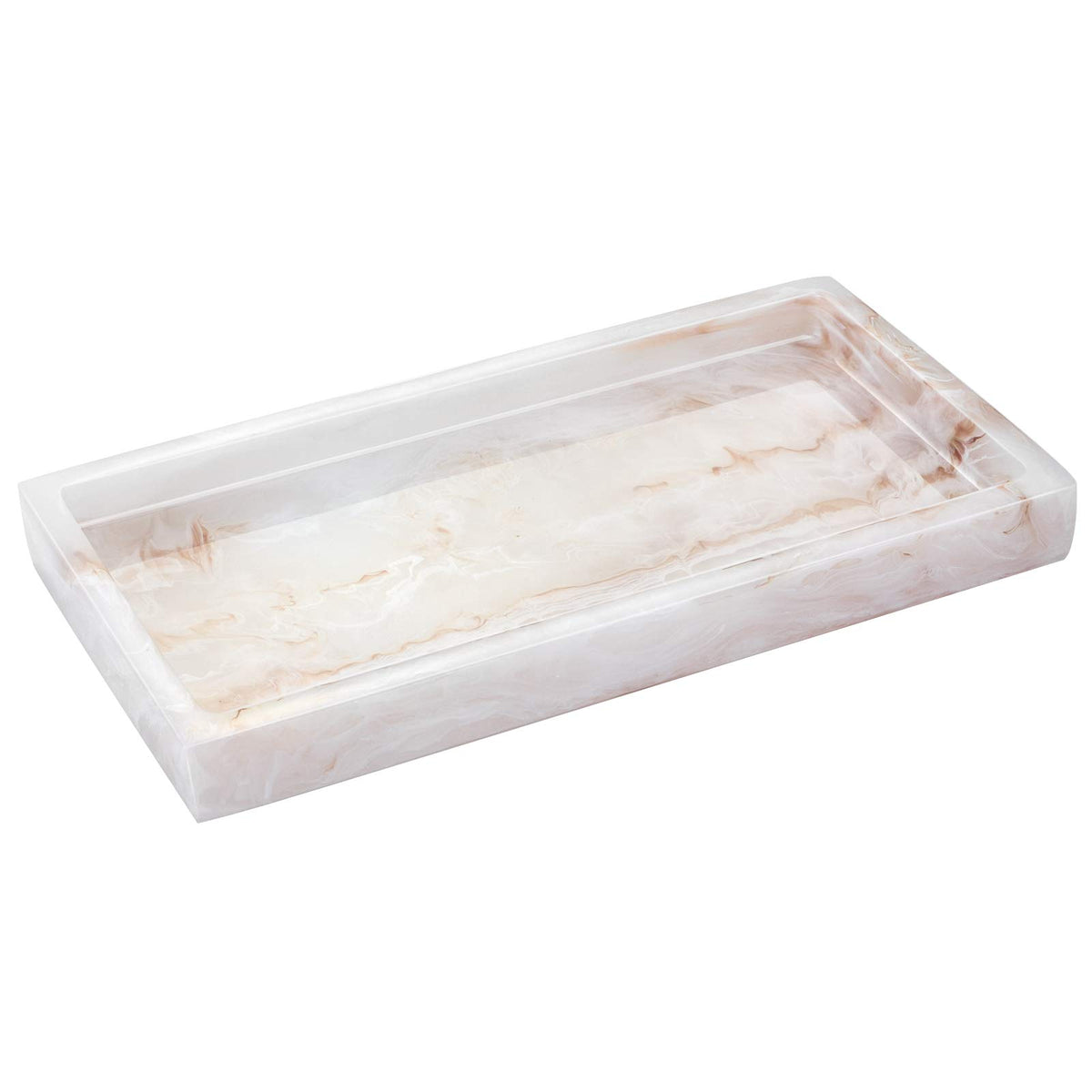 Emibele Bathroom Vanity Tray Countertop, 8" Rectangular Marble Resin Tray