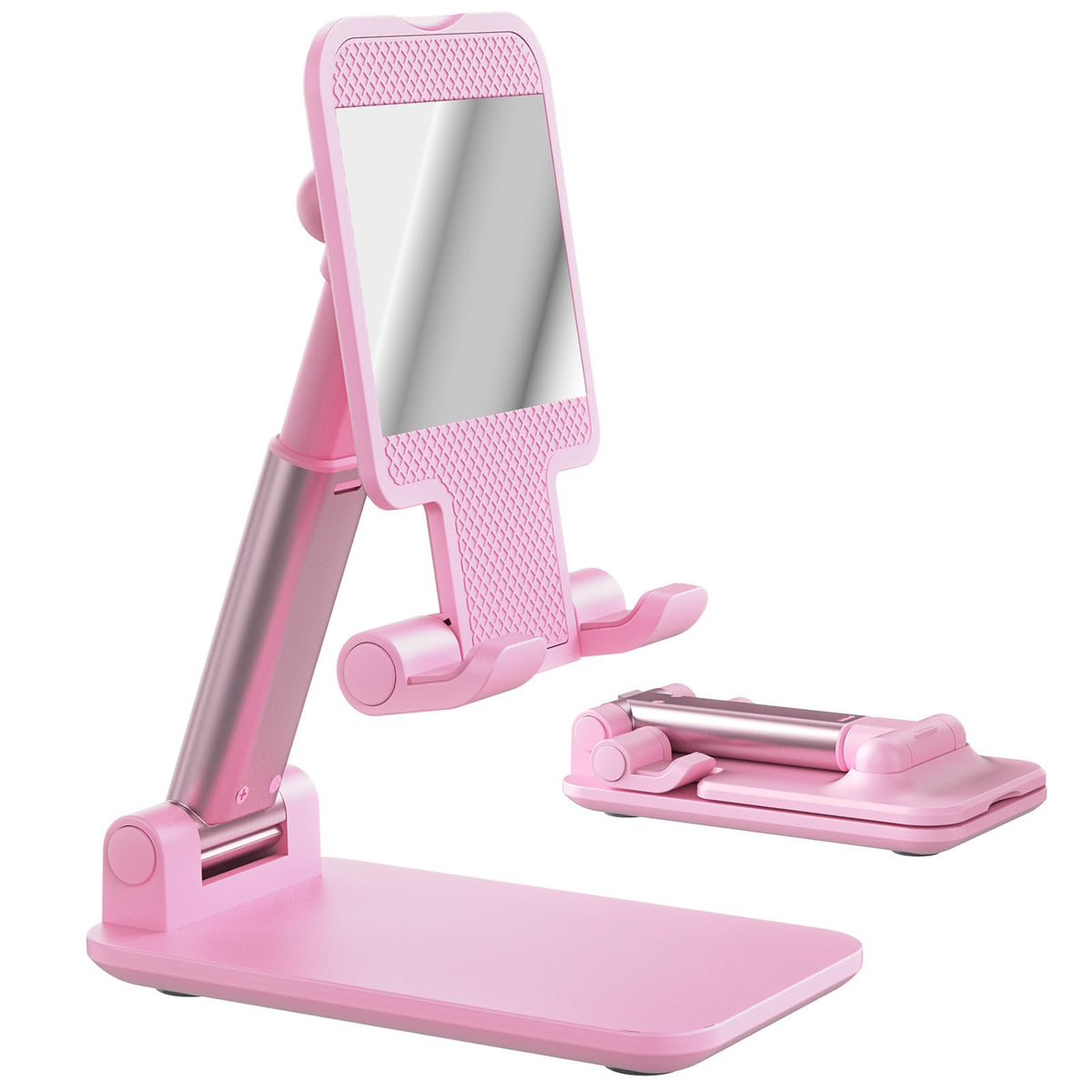 Phone Stand for Desk, Cell Phone Holder Cute Smart Cellphone Stand Foldable Stands Compatible with Under 8" Devices, Office Accessories, Pink