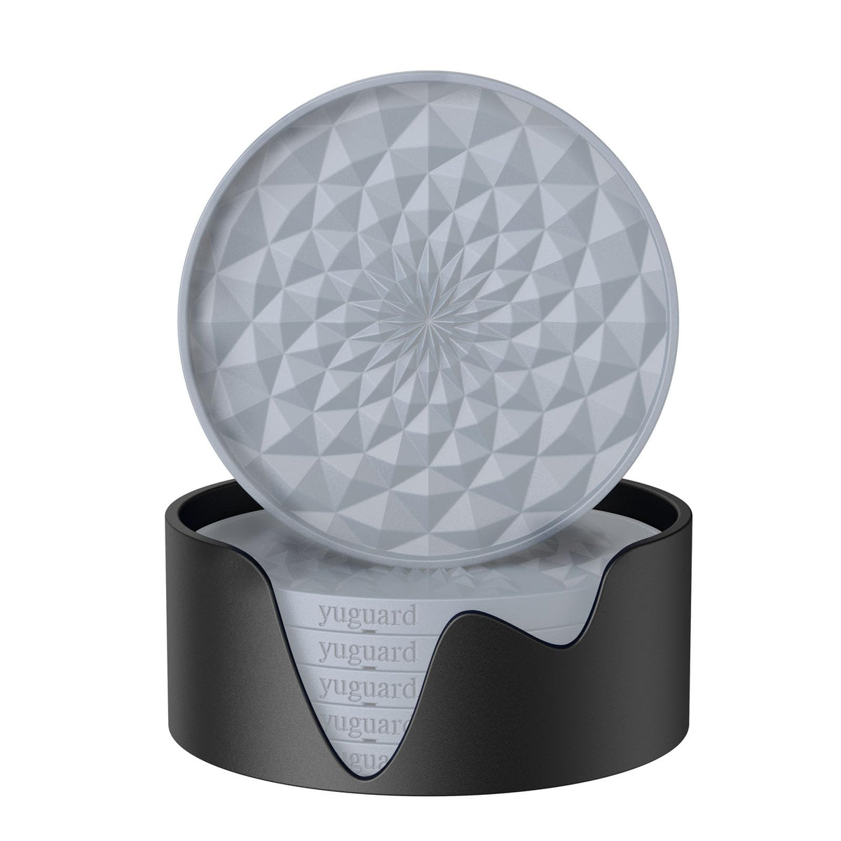Silicone Coasters [6 Pack] with Holders Drink Coasters, Table Cup Mat, for Hot or Cold Drinks Thickened, Non-Slip, Non-Stick, Deep Tray Black