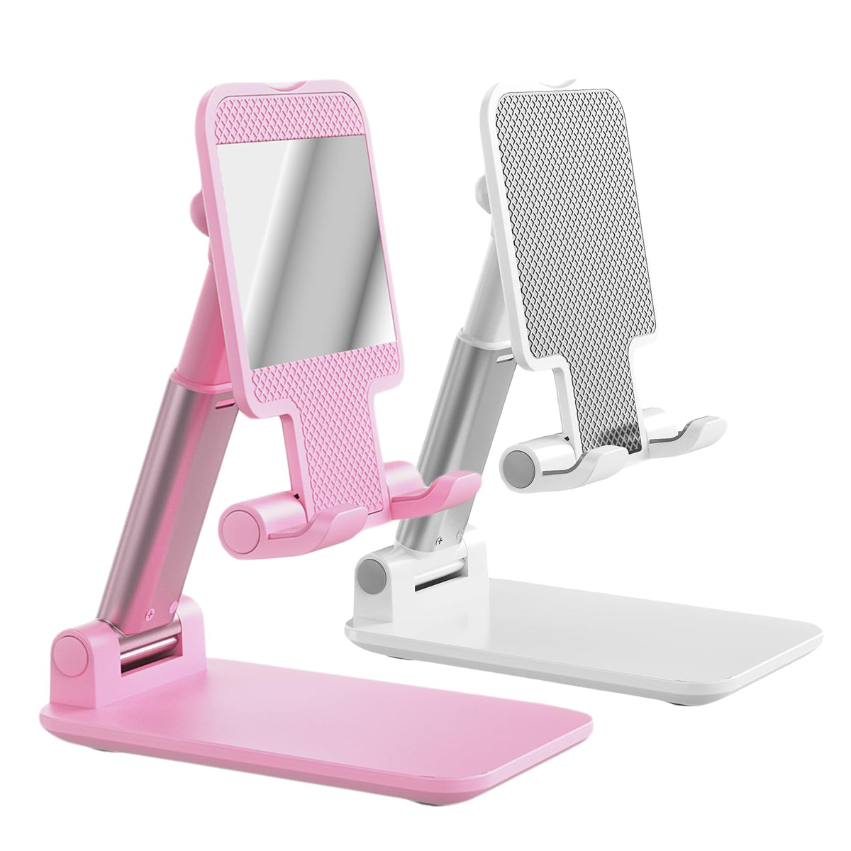 Phone Stand for Desk, Cell Phone Holder Cute Smart Cellphone Stand Foldable Stands Compatible with Under 8" Devices, Office Accessories, Pink