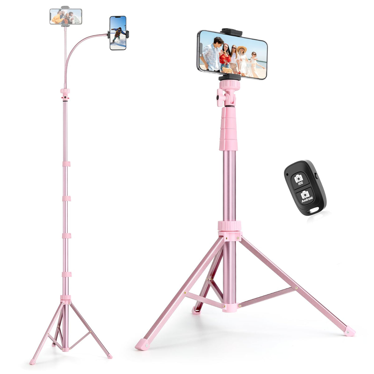 SENSYNE 62" Phone Tripod, Extendable Selfie Stick with Wireless Remote