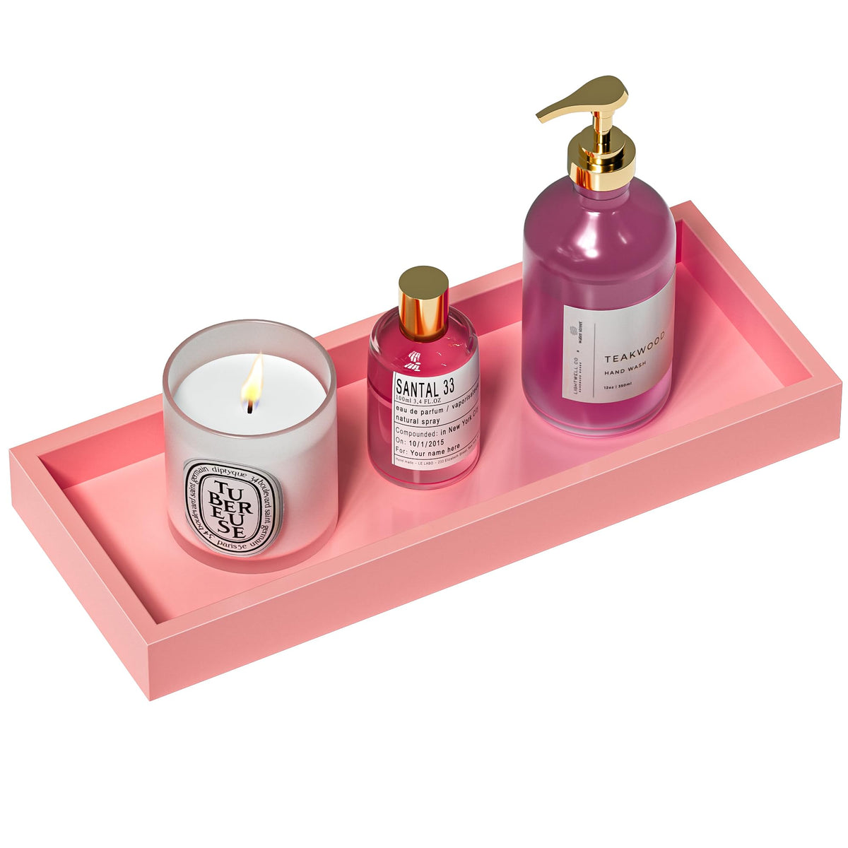 ZHWS Small Bathroom Vanity Tray for Countertop Makeup Perfume Decor Candle Jewelry, Small Kitchen Tray for Soap Dispenser Spice Sponge Holder Black Toilet Tray 7.9”L x 4.4”W x 1.14”H