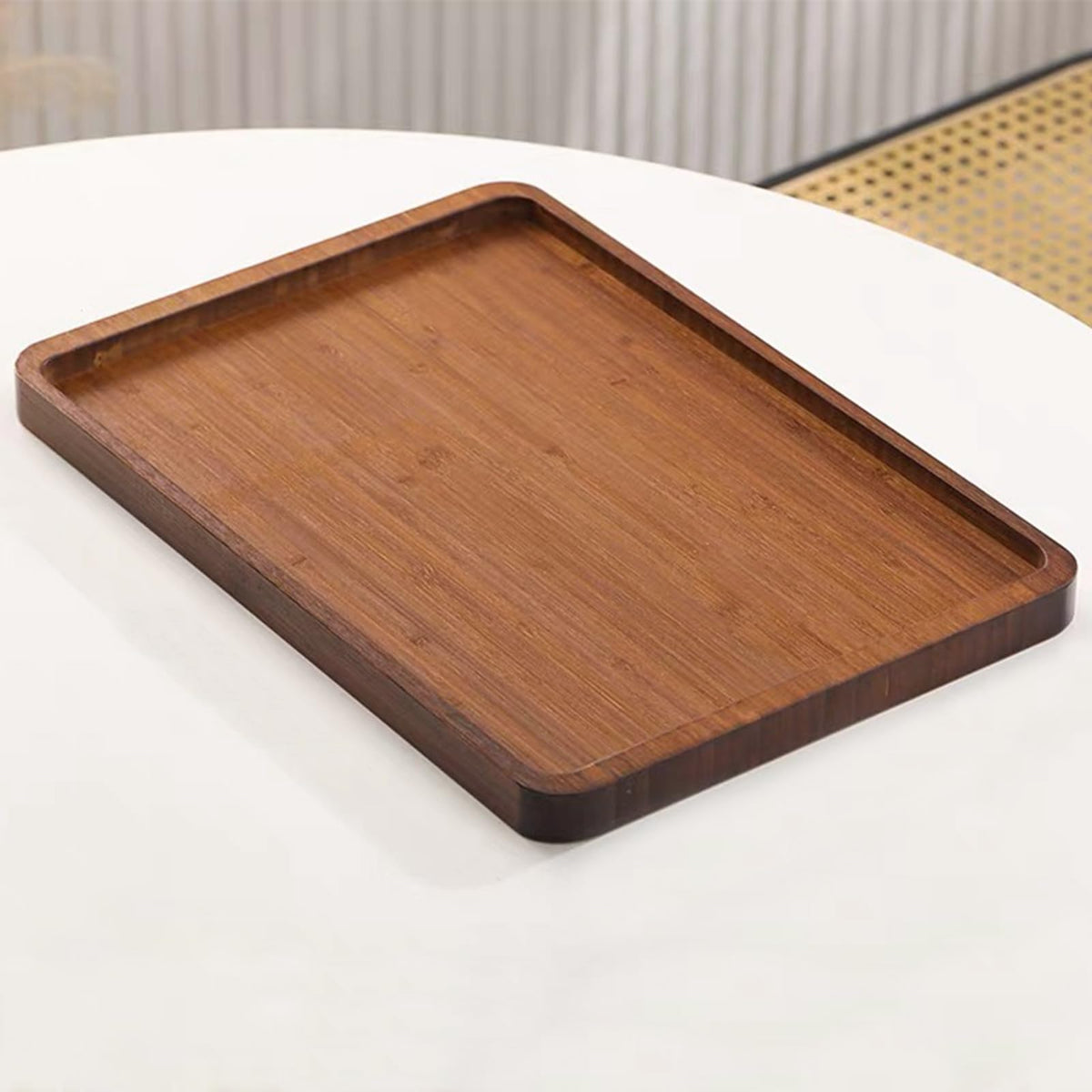 XZHXFX Bamboo Serving Tray with Gold Handles,Small
