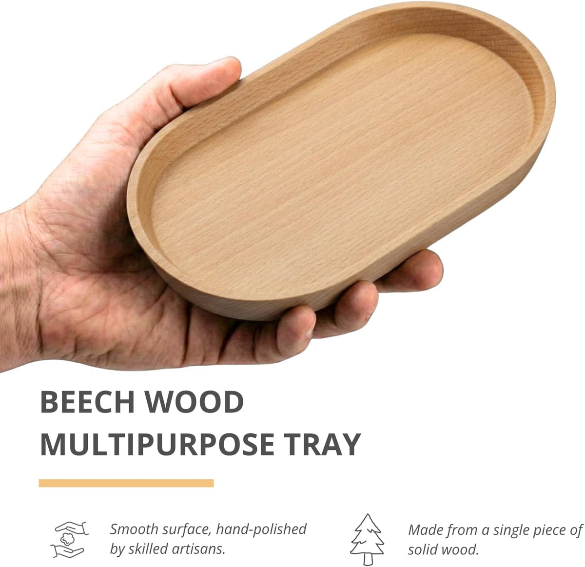 Vandroop Beech Wooden Mini Serving Tray, Tea&Coffee Table Tray 7.9”×4.7”