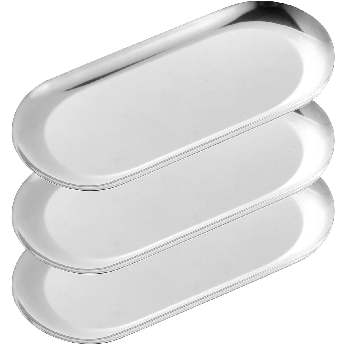 3 Pack Gold Trays for Decor, Stainless Steel Decorative Tray, Gold