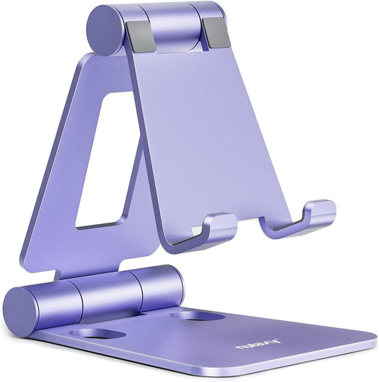 Nulaxy Full Aluminum Dual Folding Cell Phone Stand for Desk, Purple