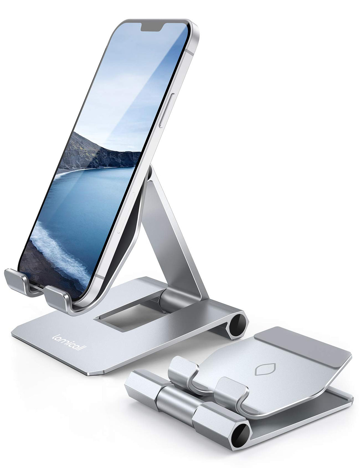 Lamicall Aluminum Cell Phone Stand, Adjustable Desk Phone Holder for iPhone
