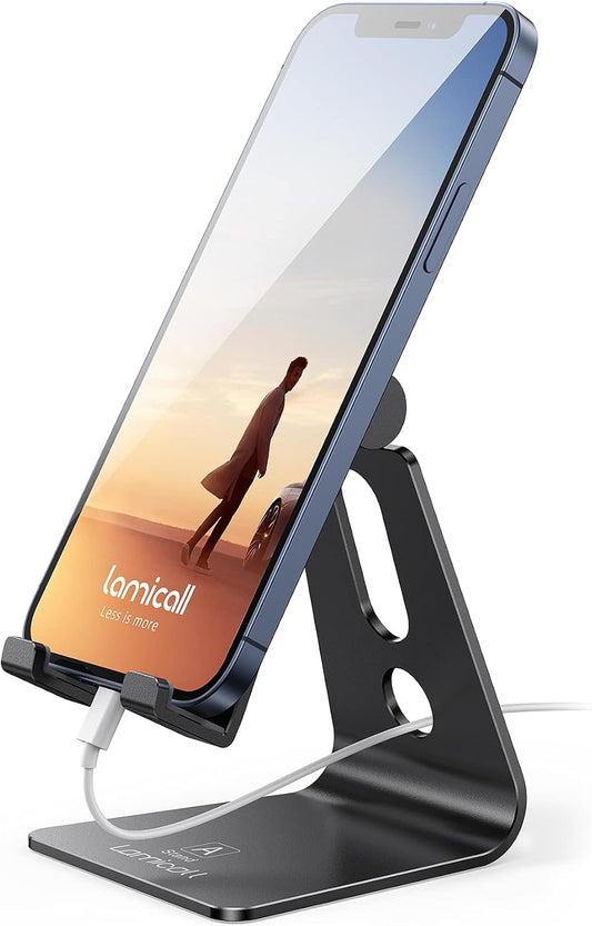 Lamicall Aluminum Cell Phone Stand, Adjustable Desk Phone Holder for iPhone