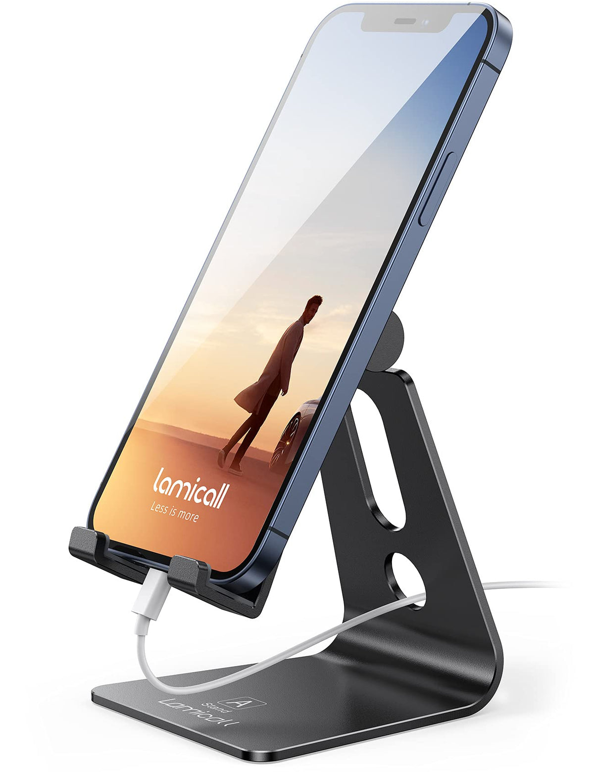 Lamicall Aluminum Cell Phone Stand, Adjustable Desk Phone Holder for iPhone