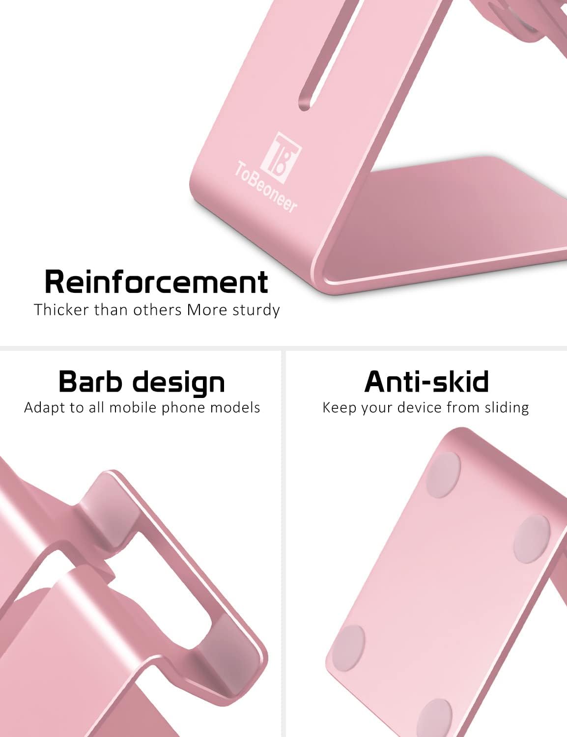 Aluminum Phone Stand for iPhone Series, Samsung, Rose Gold