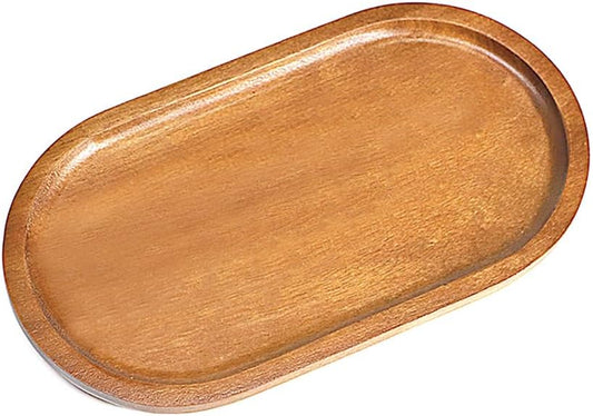 Small Wooden Tray (7.5 x 4.1 inch), Oval Mini Serving Tray