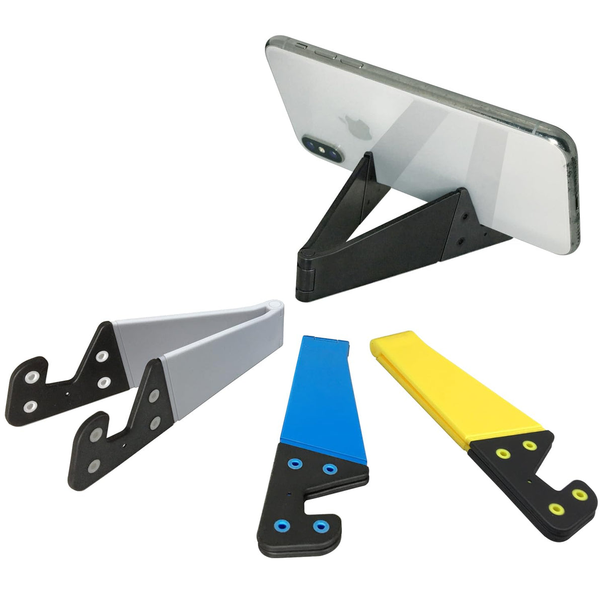 POQOD 2 Pack Cell Phone Stand, Foldable Phone Holder for Desk Compatible with Phone 15 14 13 12 11 Pro Xs Xs Max Xr X 8, Nintendo Switch, All Phones, Black & White