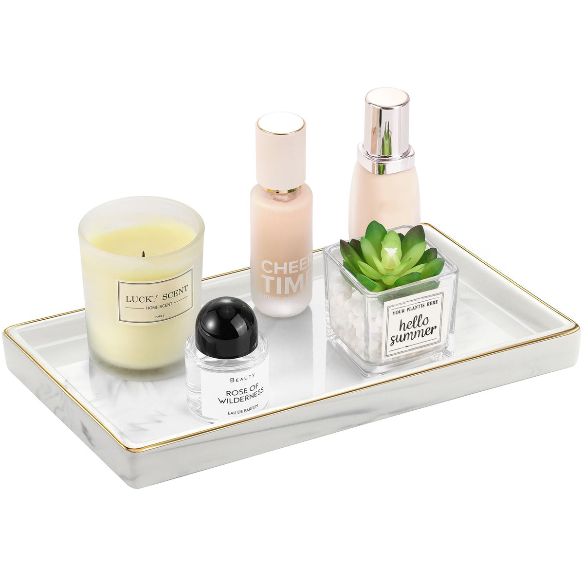 Luxspire Bathroom Vanity Tray Ceramic Perfume and Jewelry Dish, Mini, White