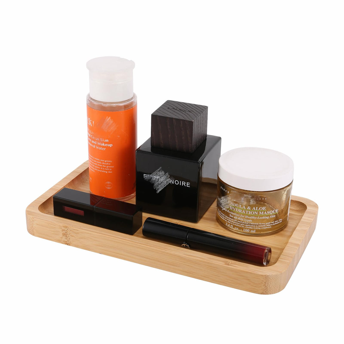 Natural Bamboo Vanity Tray, Smooth Wooden Bathroom Organizer